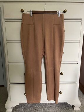 High-Waist Faux Suede Ankle Pants - Camel